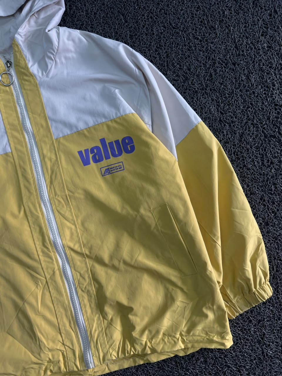 Value Yellow & White Hooded Windbreaker Jacket 💛🤍