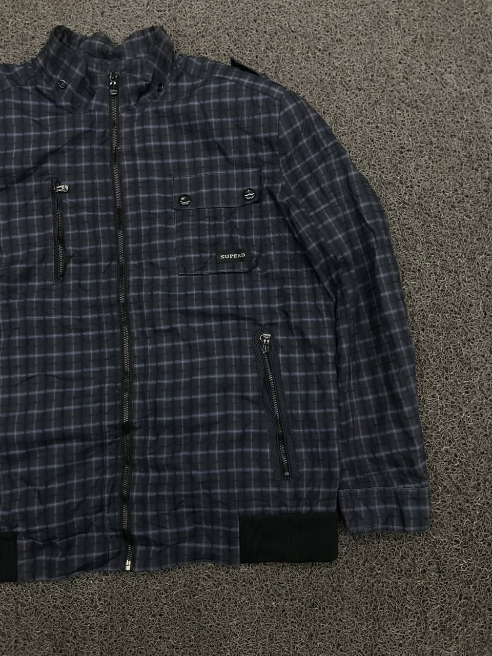 Super D Check Zip-Up Bomber Jacket