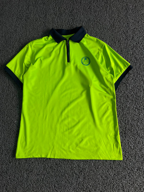 Premium Neon Green Dry-Fit Half Zip Polo T-Shirt with Collar