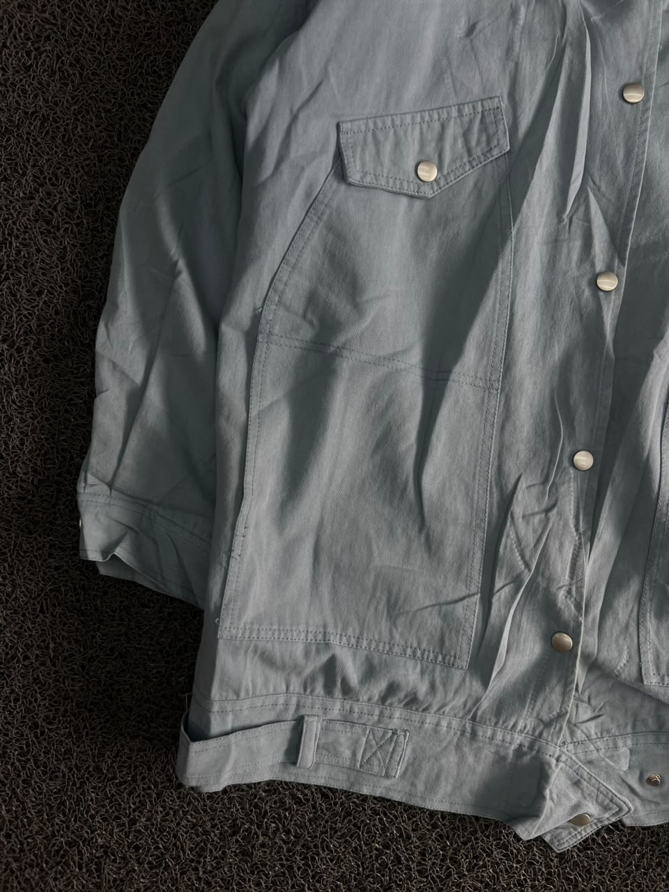 Snap Button Utility Jacket – Minimalist Oversized Casual Outerwear