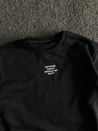 Long-Sleeve Graphic Crew Neck T-Shirt – “Nothing Great Should Be Easy”