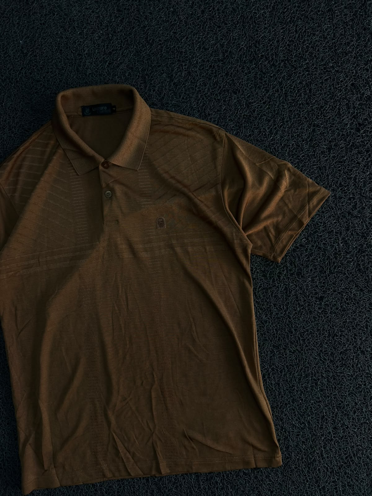Vintage Brown Textured Pattern Polo T-Shirt