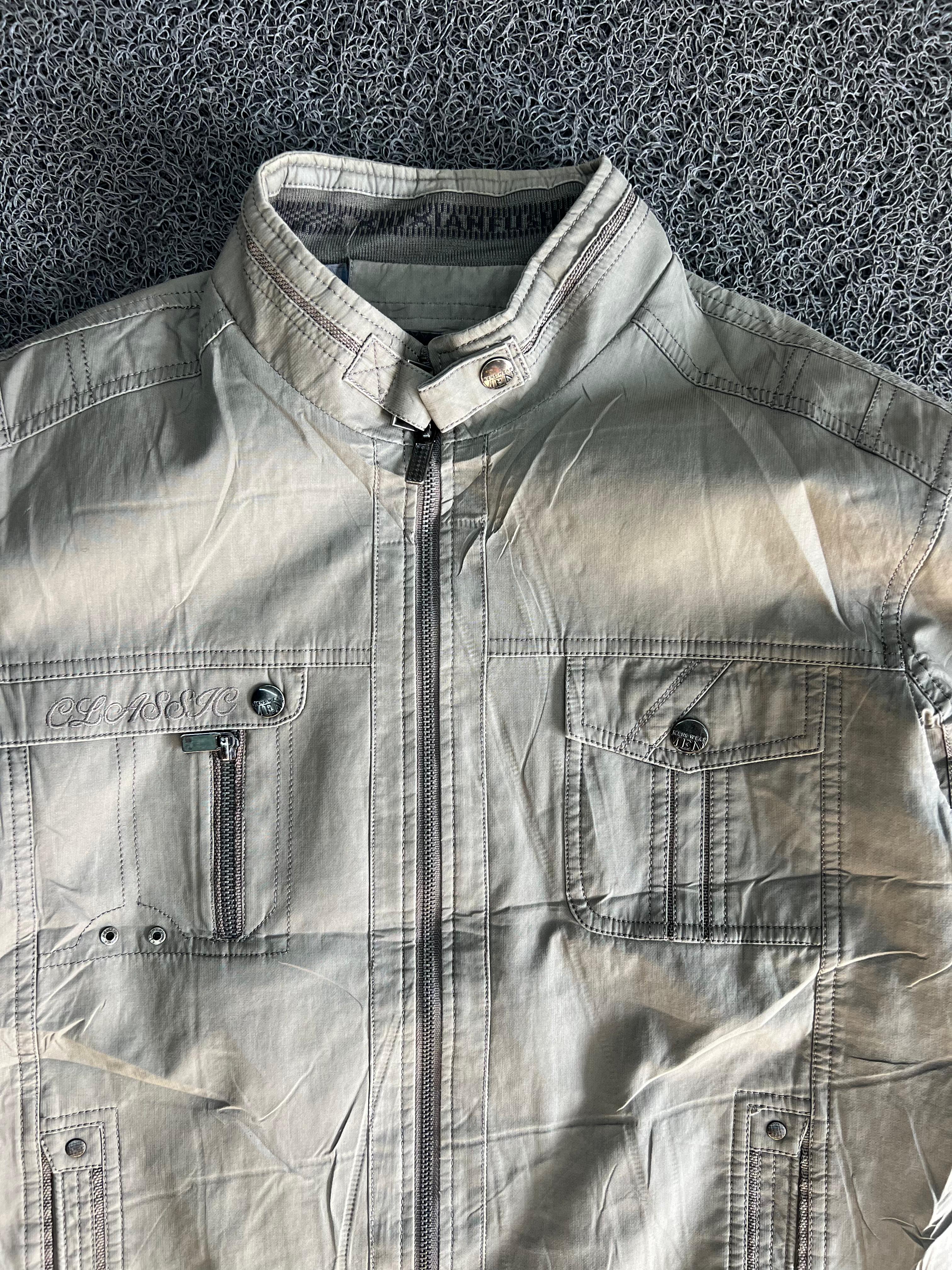 Men's Casual Utility Zip-Up Jacket with Stand Collar