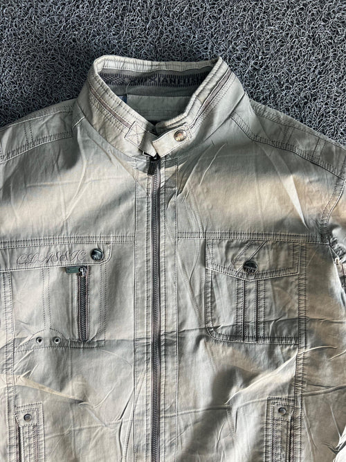 Men's Casual Utility Zip-Up Jacket with Stand Collar