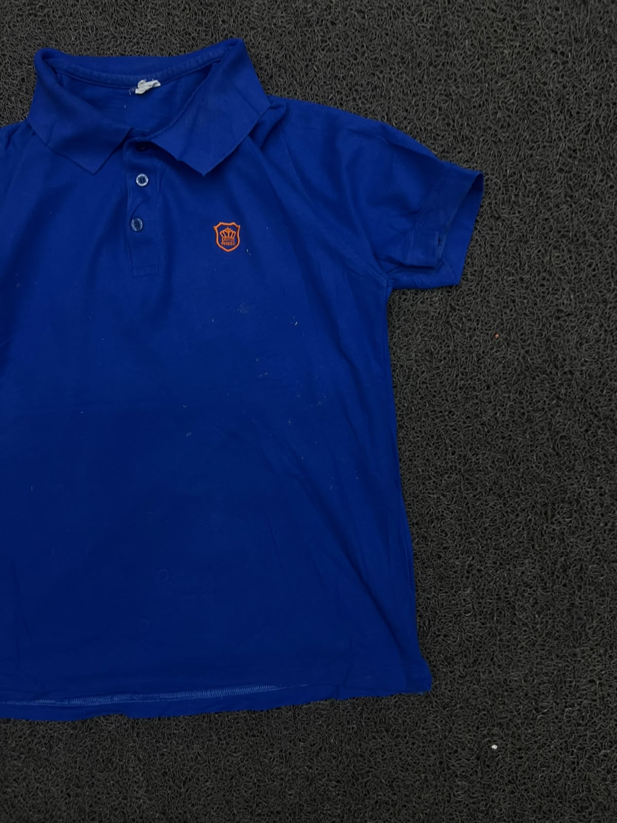 Blue Short Sleeve Polo T-Shirt with Embroidered Crest Logo