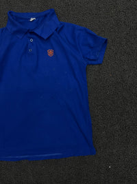Blue Short Sleeve Polo T-Shirt with Embroidered Crest Logo