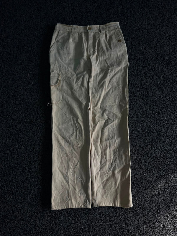 Vintage Cream Utility Cargo Pants | Wide Leg Workwear Jeans