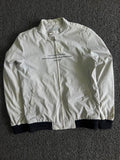 White Stand Collar Lightweight Zip-Up Bomber Jacket