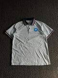 Grey Contrast Collar Polo T-Shirt – Classic Casual Tee ⚠️ Small Stain