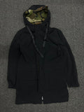 Black Hooded Utility Parka Jacket – No Zip &  Front Buttons Available