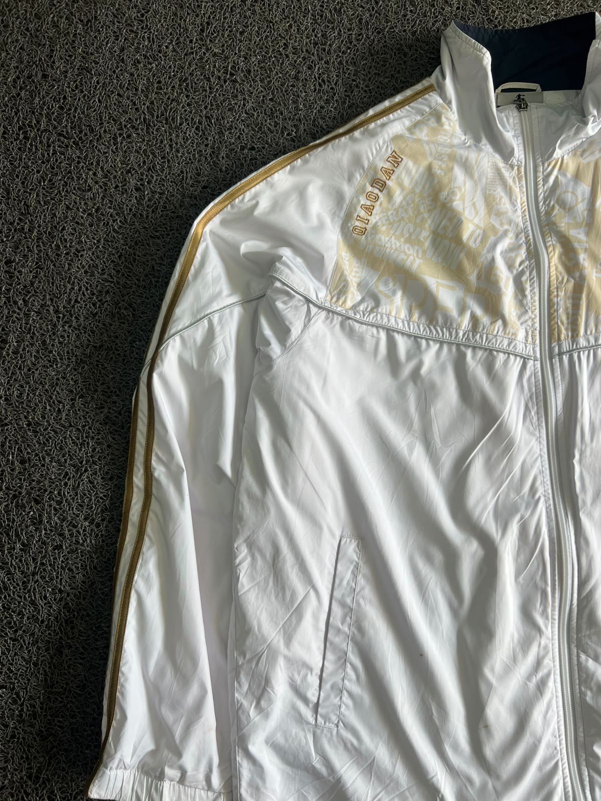 Jordan White & Gold Full-Zip Track Jacket | Lightweight Windbreaker
