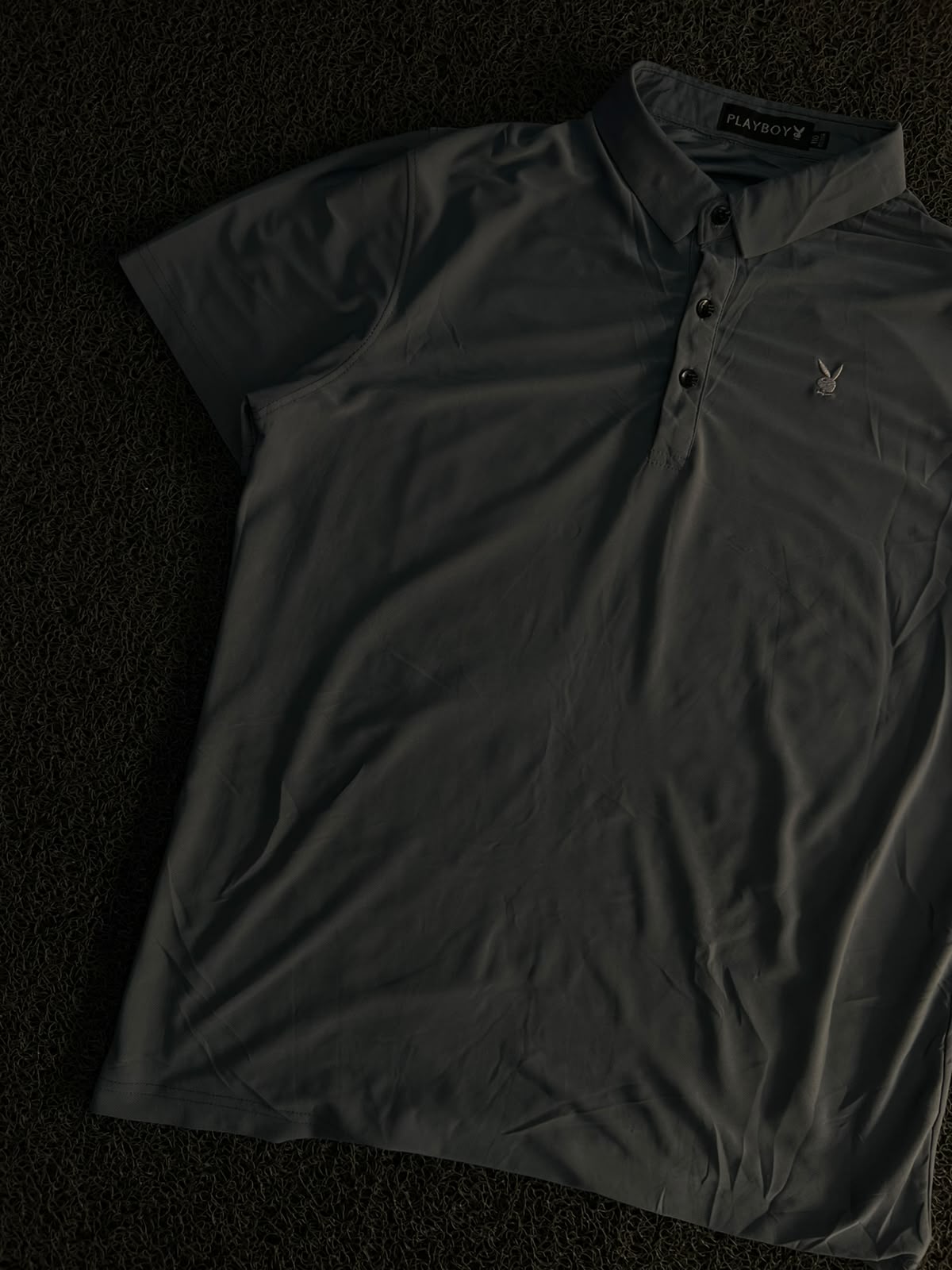 Playboy Polo T-Shirt with Button Placket & Embroidered Logo