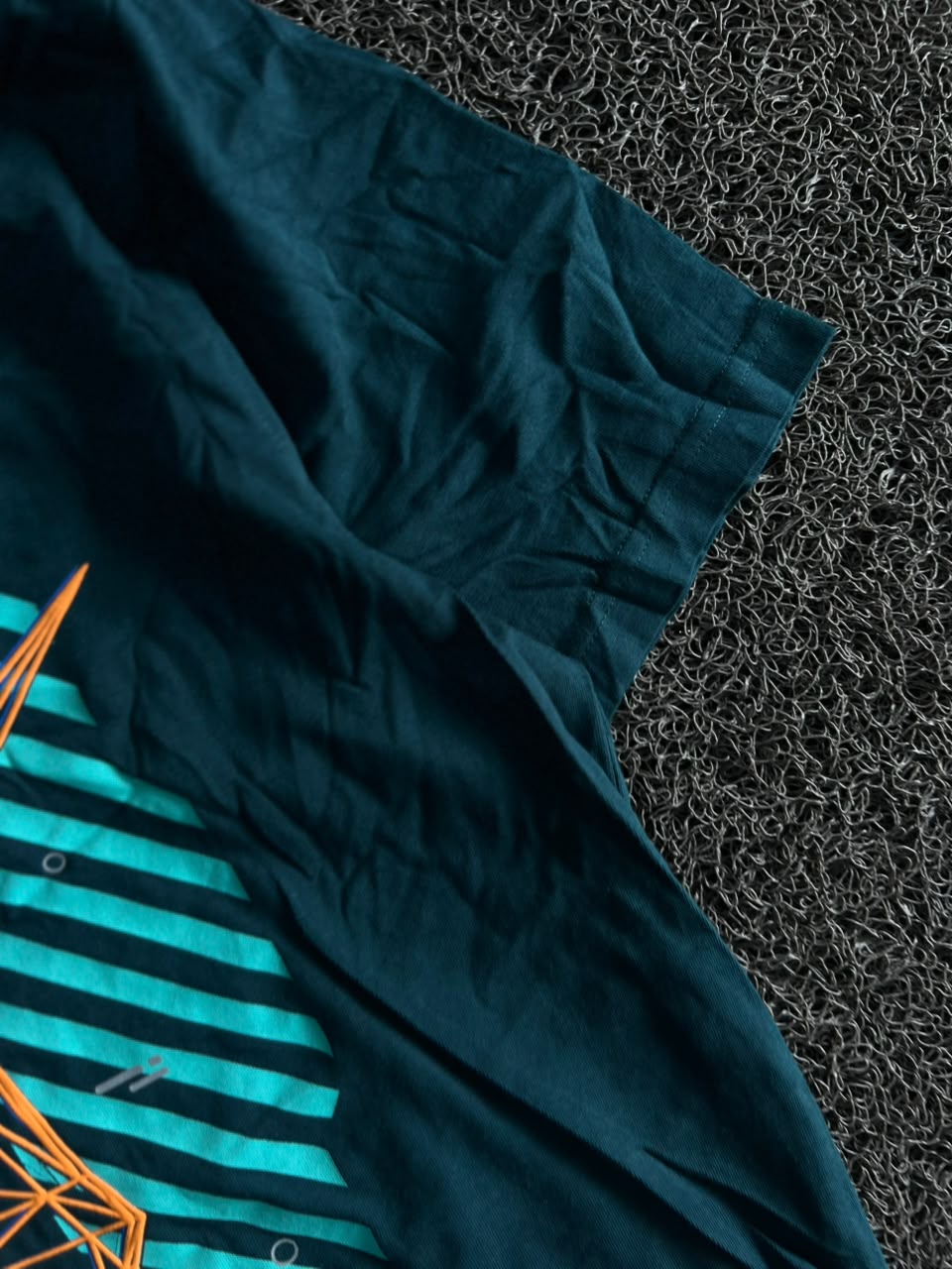 Dark Teal “Cyber Space” Geometric Horse Graphic T-Shirt