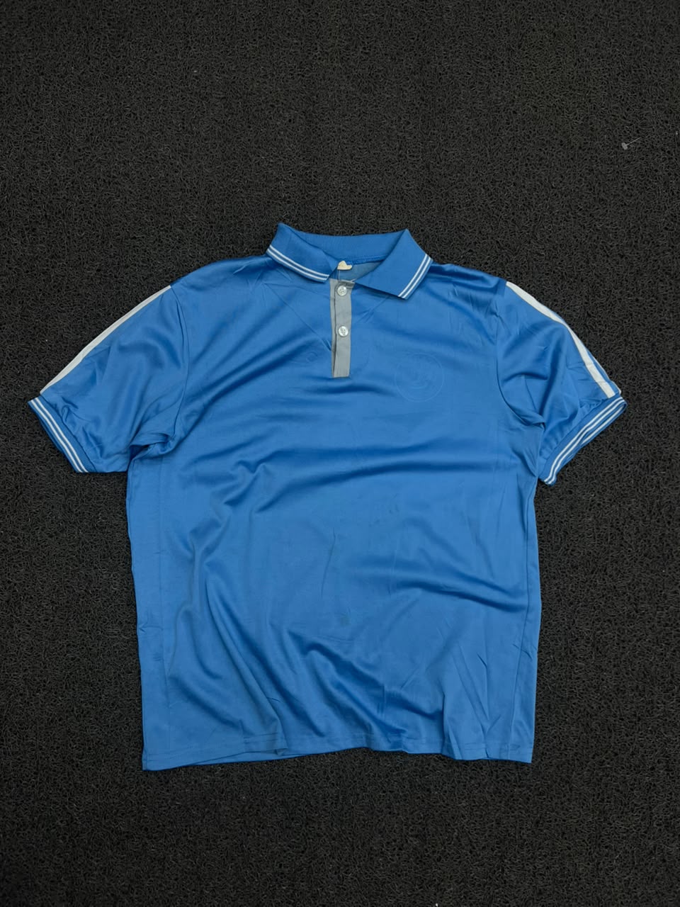 Vintage Blue Striped Collar Polo T-Shirt