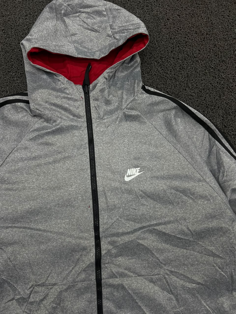 Nike Reversible Hooded Windbreaker Jacket – Red/Black & Grey Double-Sided Full Zip Jacket