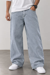 Light Wash Wide Leg Denim Jeans – Relaxed Fit Casual Blue Jeans