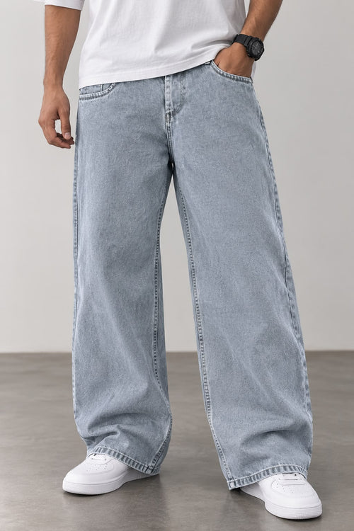 Light Wash Wide Leg Denim Jeans – Relaxed Fit Casual Blue Jeans