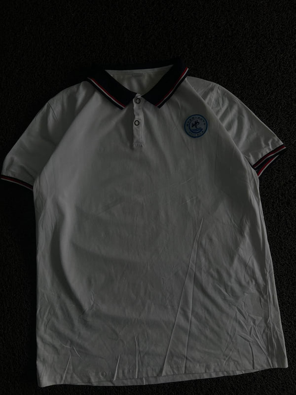 Vintage Polo T-Shirt with Contrast Striped Collar & Cuffs