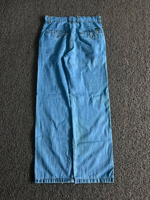 Vintage Light Blue Wide Leg Denim Jeans
Classic Relaxed Fit | Straight Wide Leg | Thrifted Denim Pants ⚠️ Small Stains