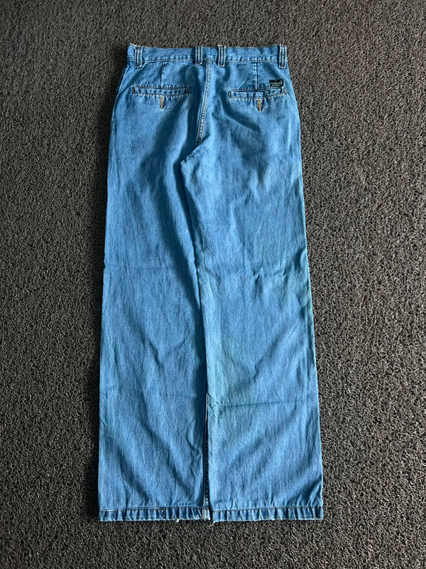 Vintage Light Blue Wide Leg Denim Jeans
Classic Relaxed Fit | Straight Wide Leg | Thrifted Denim Pants ⚠️ Small Stains