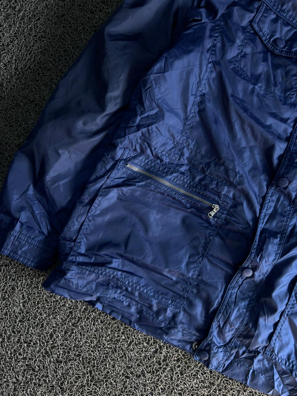 Vintage Navy Lightweight Utility Jacket – Full Zip Snap Front Windbreaker