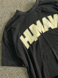HUMAN Black Appliqué 98 Logo Oversized T-Shirt –Streetwear Graphic Tee