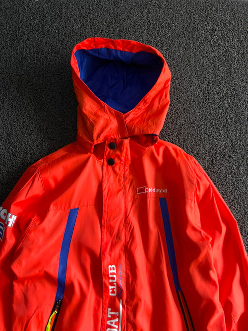 Red & Blue Hooded Windbreaker Jacket – Lightweight Outdoor Shell