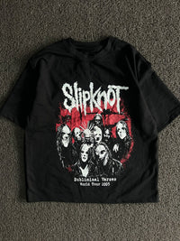 Black Slipknot Graphic Print T-Shirt – Subliminal Verses World Tour 2005 Design