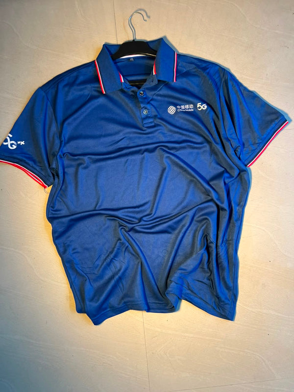 Vintage China Mobile 5G Blue Polo Shirt
