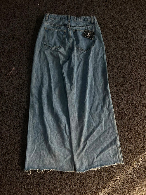 Vintage Zara Wide Leg Bleach Wash Denim Jeans