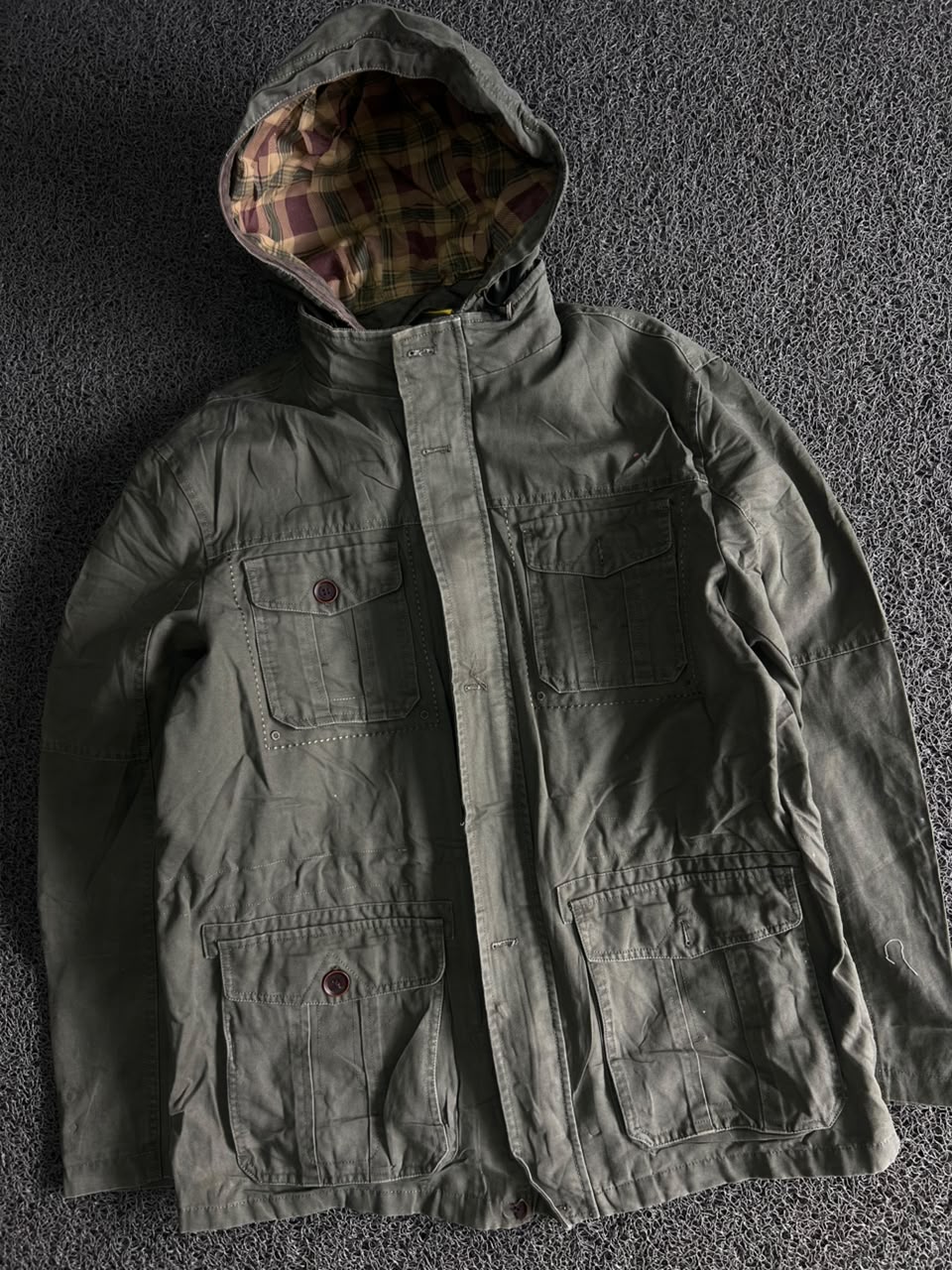 Vintage Hooded Utility Field Jacket – Multi Pocket Military Style