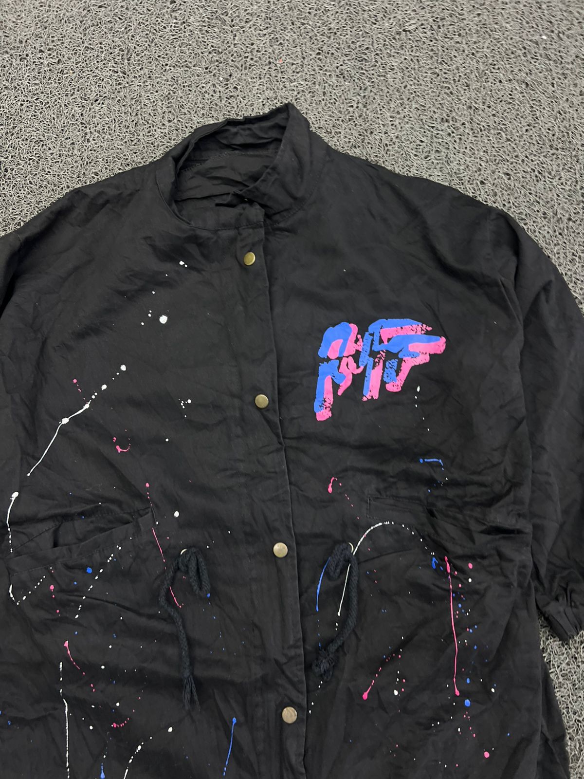Retro 90s Graffiti Paint Splatter Black Jacket