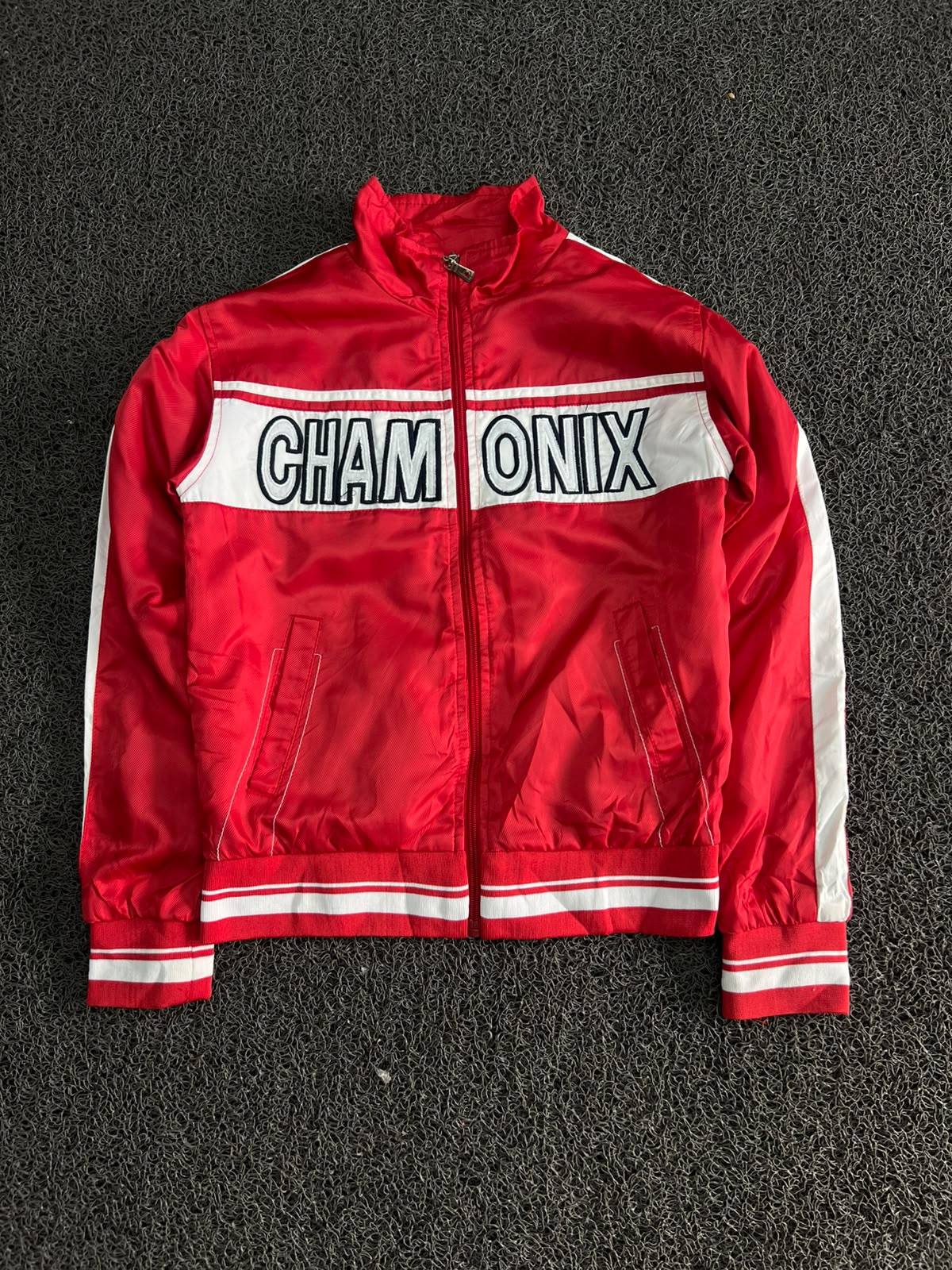 Chamonix Red Track Jacket – Full Zip Retro Sports Windbreaker