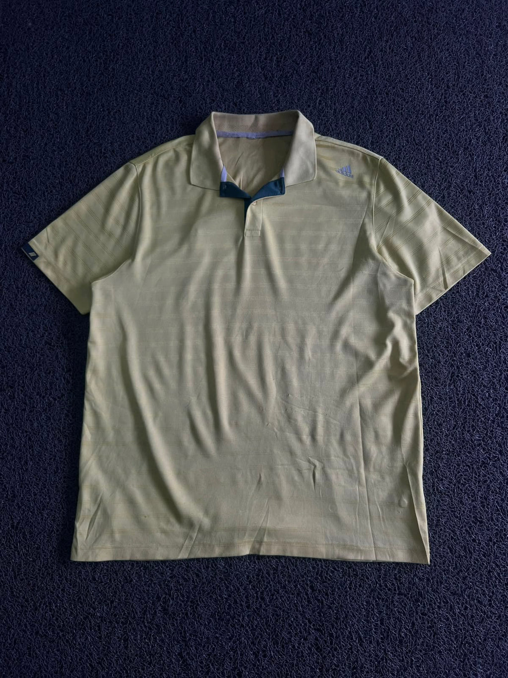Vintage Adidas Light Sage Striped Polo Shirt – Embroidered Logo | Classic Golf Casual
