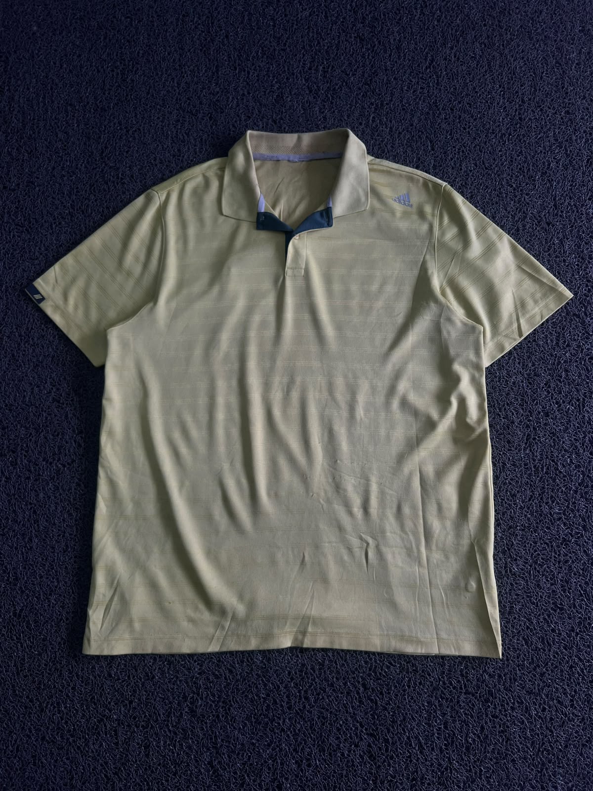 Vintage Adidas Light Sage Striped Polo Shirt – Embroidered Logo | Classic Golf Casual