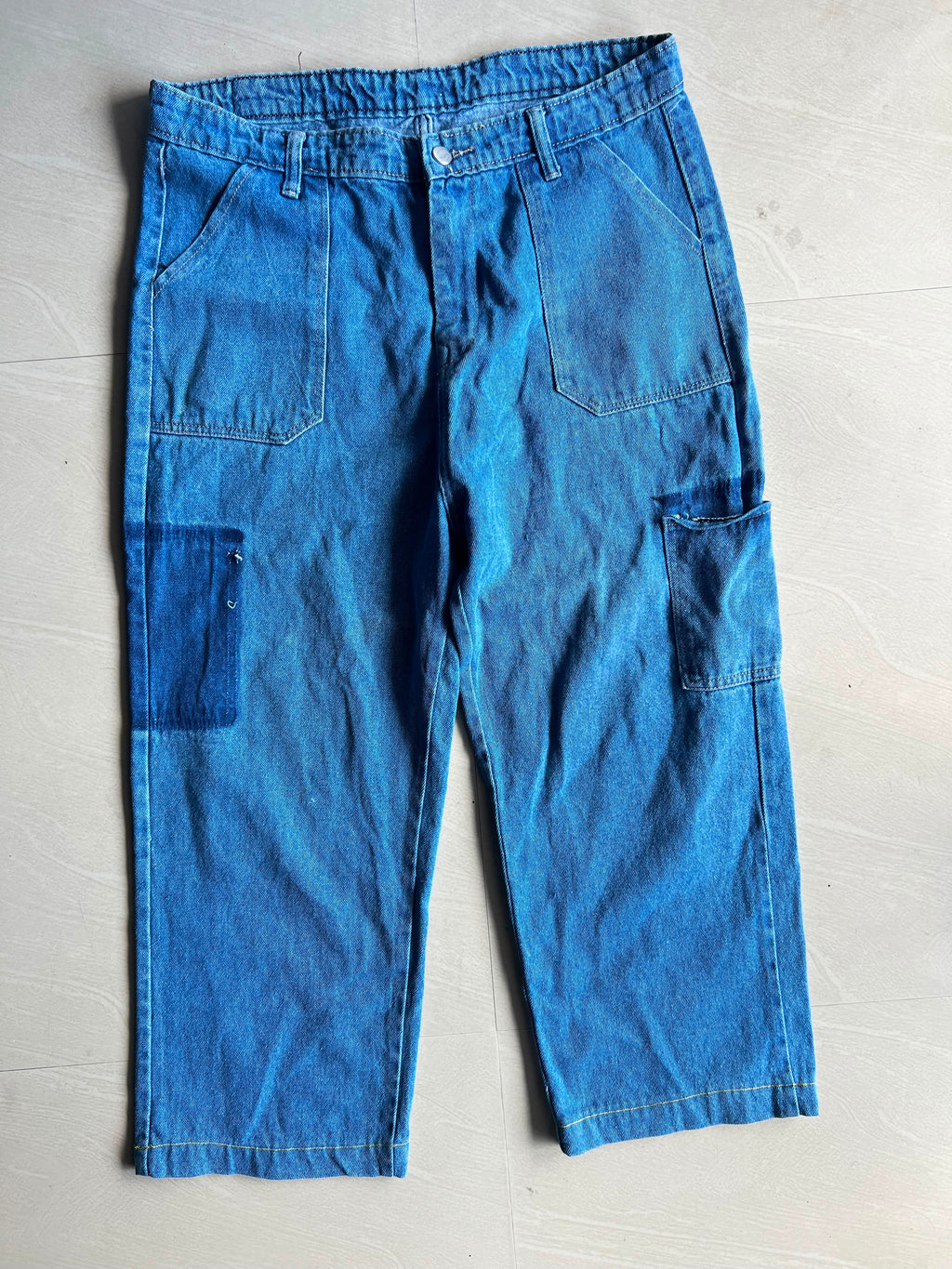 Vintage Blue Denim Carpenter Cropped Jeans