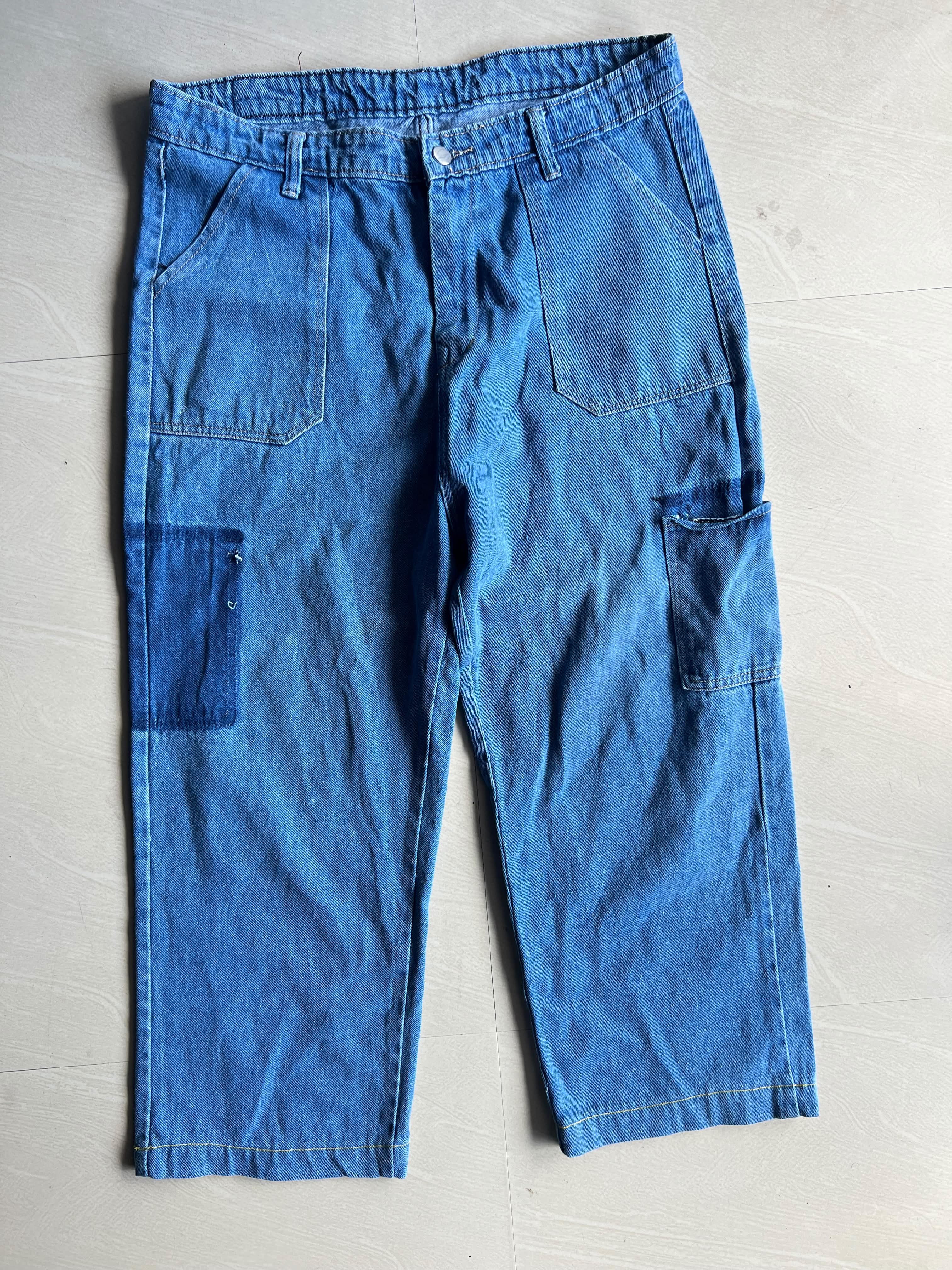 Vintage Blue Denim Carpenter Cropped Jeans