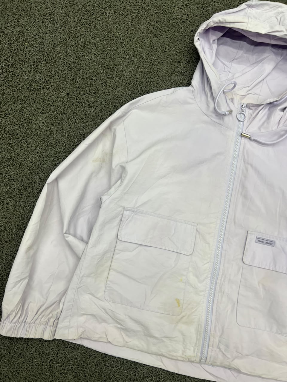 Hooded Zip-Up Utility Windbreaker Jacket ⚠️ Stained