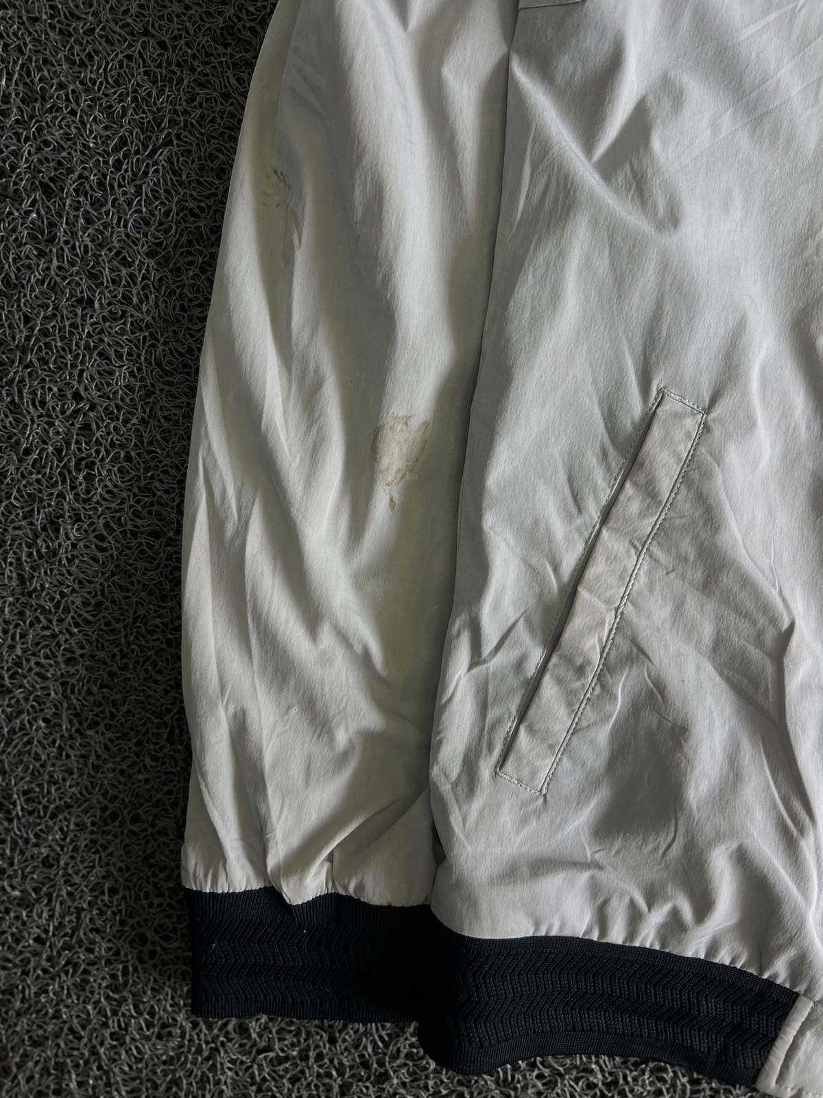 White Stand Collar Lightweight Zip-Up Bomber Jacket
