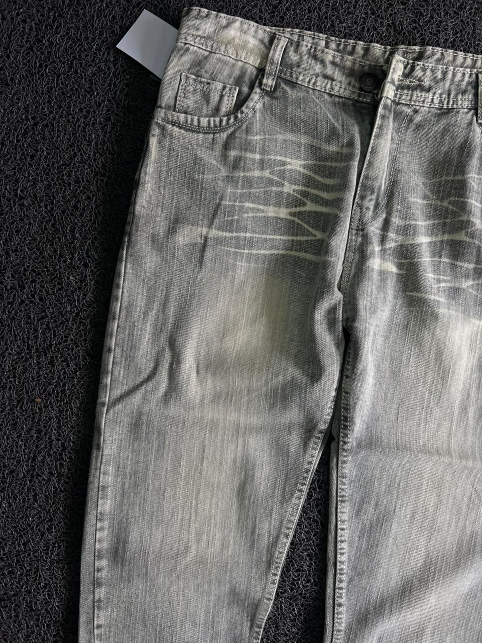 Men's Vintage Washed Grey Straight Fit Denim Jeans