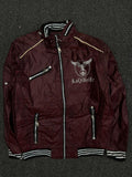 KaQiBeiEr Burgundy Zip-Up Jacket – Small Stains – Multiple Zip Pockets – Ribbed Collar & Cuffs