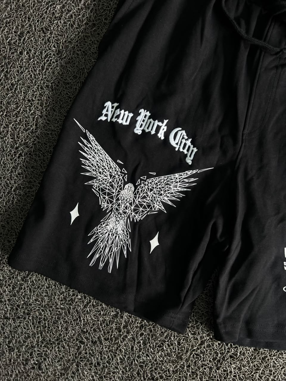 Riot Empire New York City Graphic Shorts –Eagle Print Drawstring Streetwear Shorts