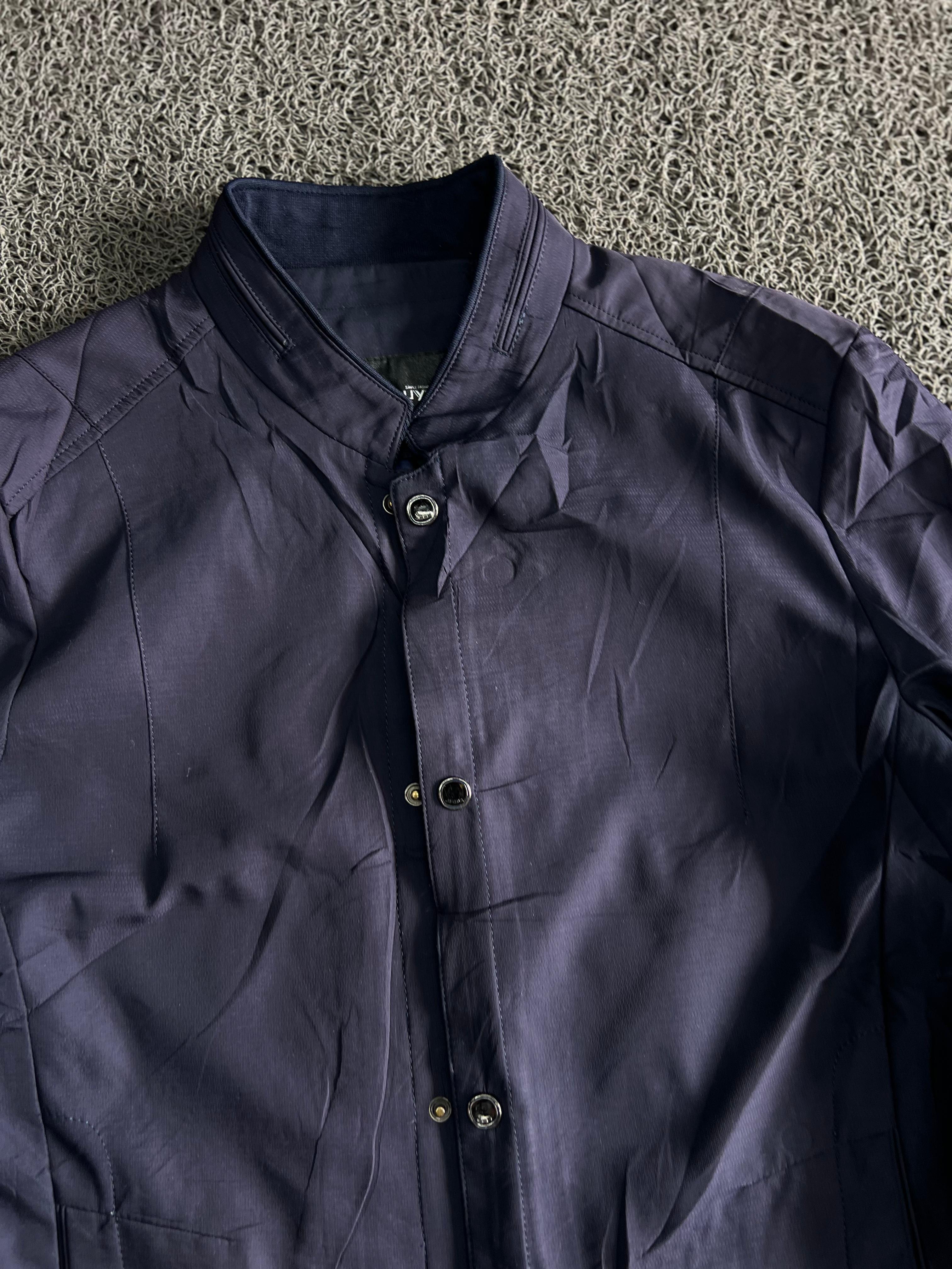 Men's Navy Blue Stand Collar Casual Jacket – Lightweight Button-Up Outerwear