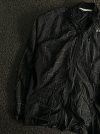 Adidas Checkered Windbreaker Jacket with Full-Zip Front & Stand Collar ⚠️ Small Stains