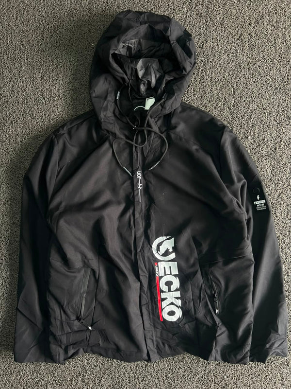 Vintage ECKO Black Hooded Windbreaker Jacket