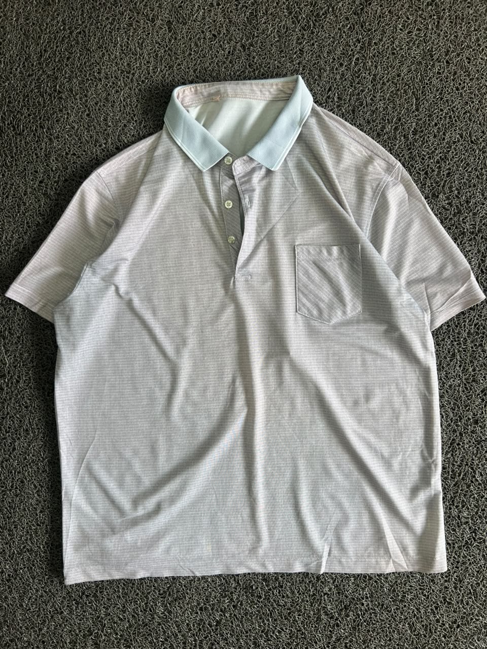 Textured Polo T-Shirt with Contrast Collar & Front Pocket
