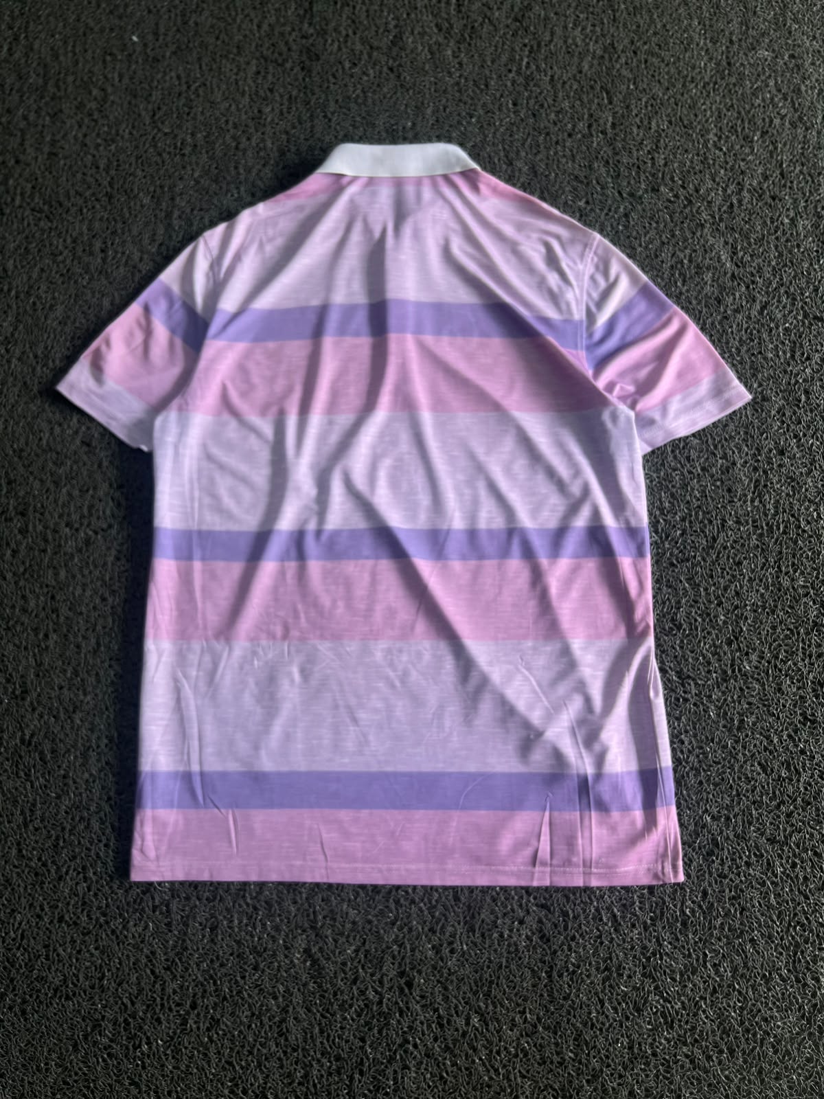 Vintage Pink & Purple Striped Polo T-Shirt ⚠️ Small Stains