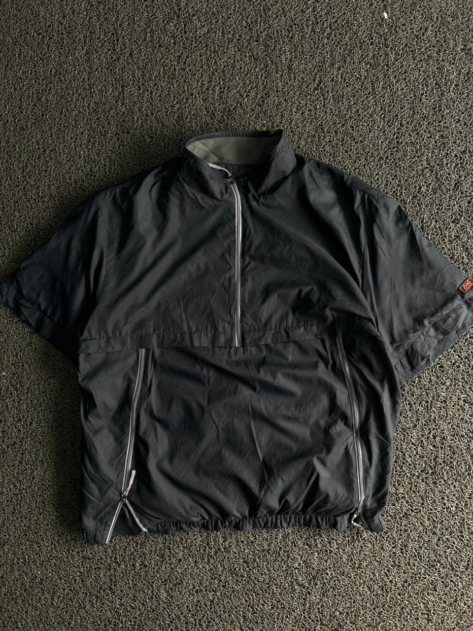 Vintage Black Half-Zip Lightweight Utility Windbreaker Jacket