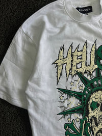 White Hellstar Records Skull Graphic Print Oversized T-Shirt
