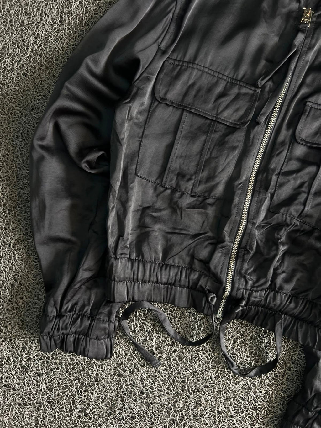 Bershka Black Utility Bomber Jacket – Zip-Up Cargo Style | Vintage